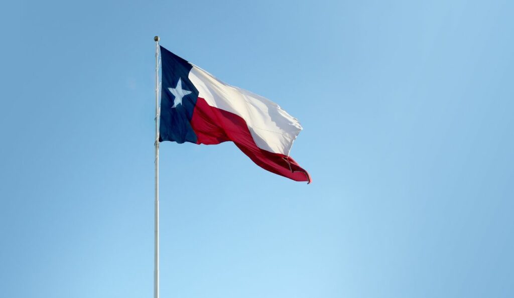 Picture of Texas flag waving in the wind